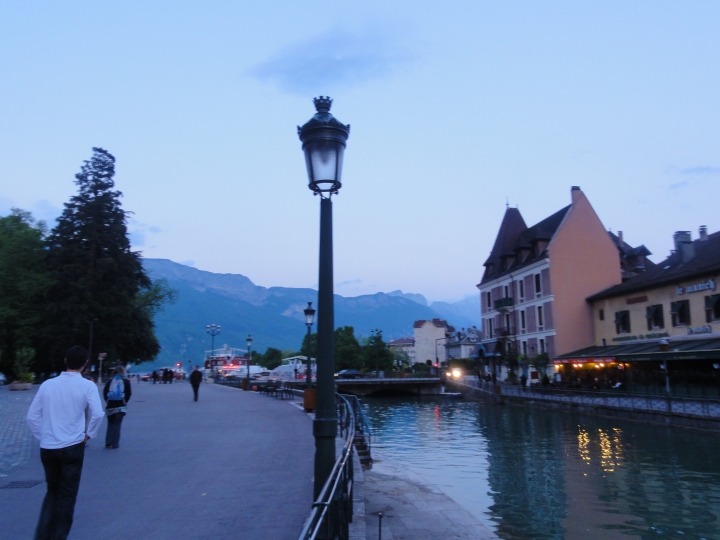 Dusk settles over this beautiful town that is surrounded by the Alps!